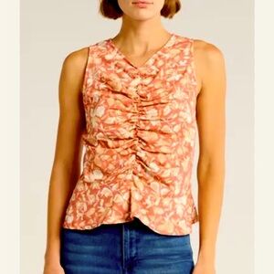 Soft Joie Peachy Rust and Cream Floral Tank Top